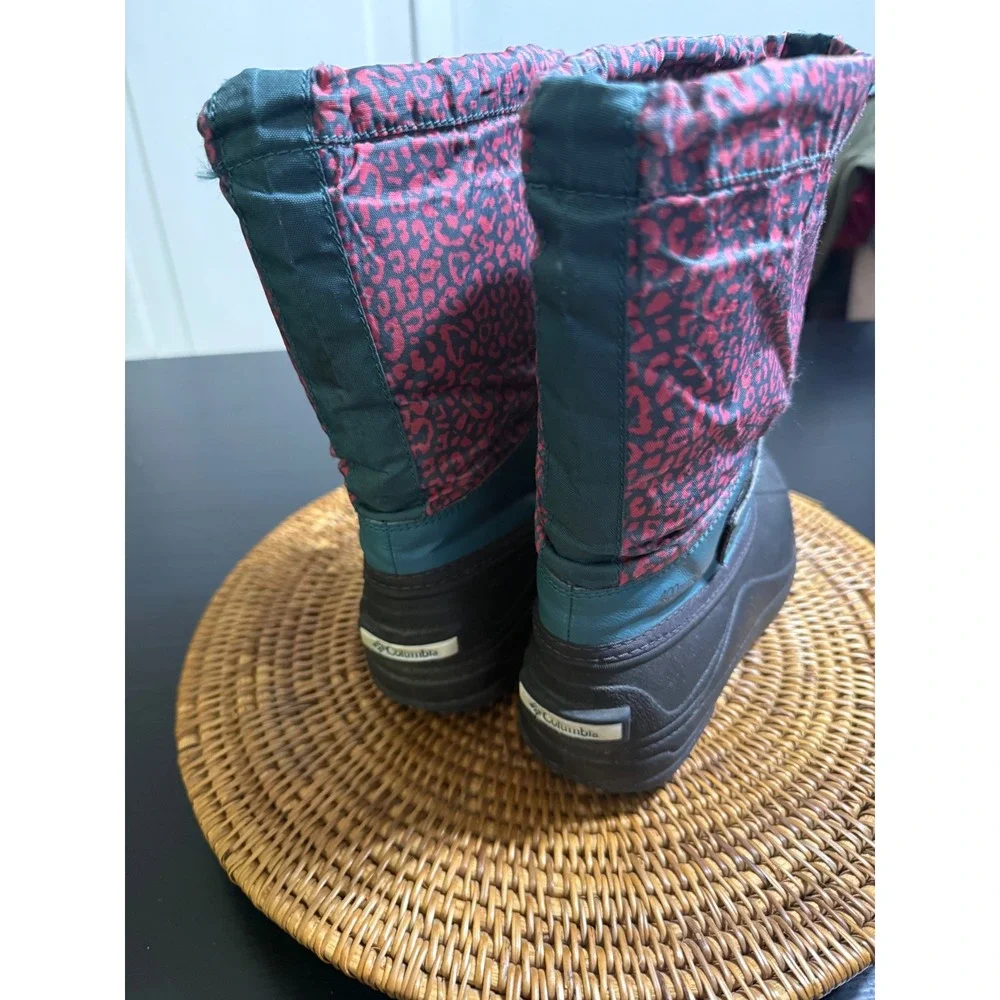 Columbia Kids Waterproof Snow Boots Pink Leopard Print 400g BY1325-316 Size 4